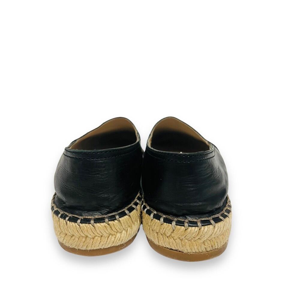 PRADA Black Leather Embossed Logo Espadrilles Flats Size 38 US 8 - Picture 5 of 6